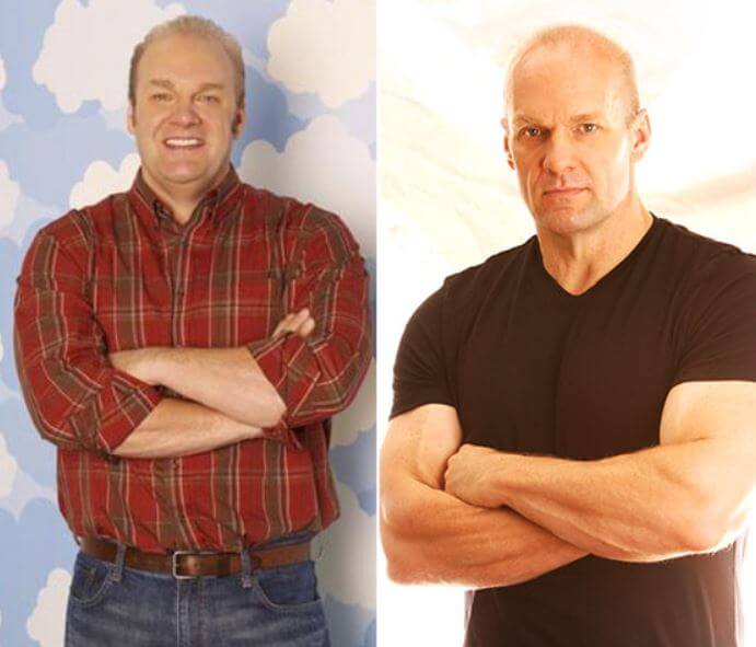 Amity Kramer’s rumored father, Eric Allan Kramer before joining the gym and after joining the gym.